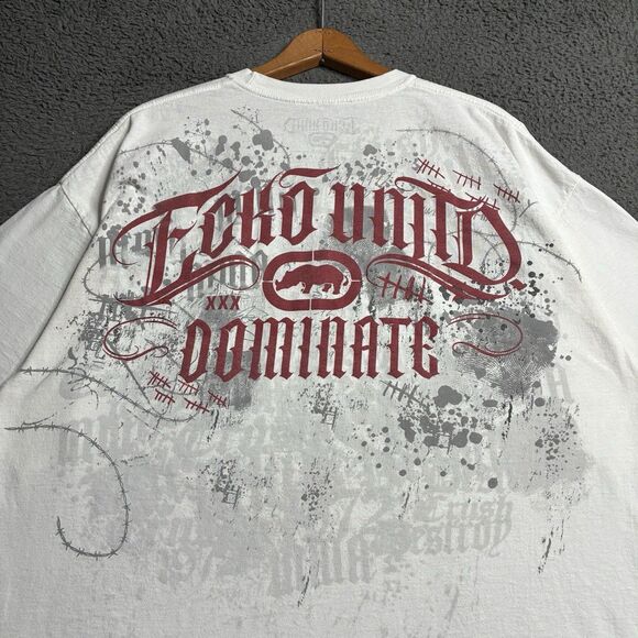 Y2K Eckō Unltd T-Shirt Mens 2XL White Double Sided Grunge Mma Cyber - Picture 10 of 13